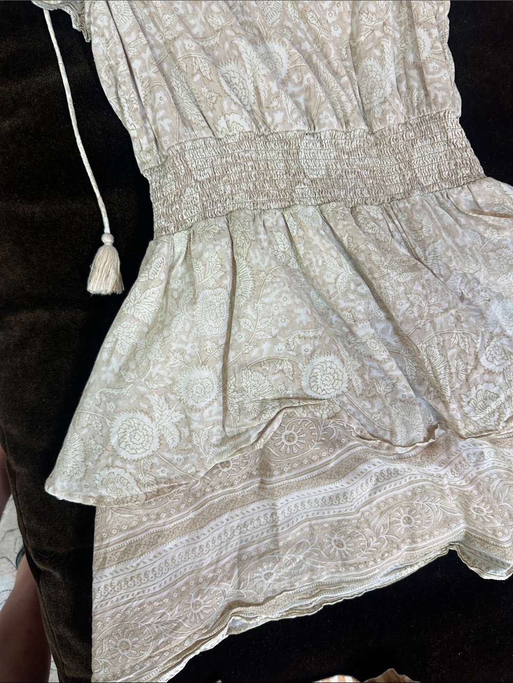 Cleobella Cream Paisley Boho Ruffle Dress size S - Picture 10 of 11